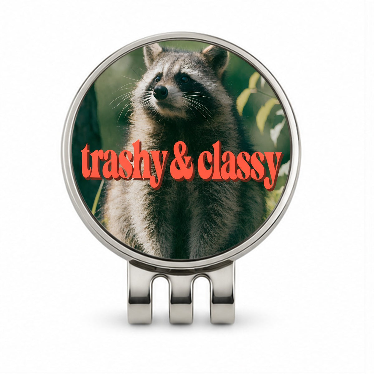 Trashy & Classy Raccoon Funny Golf Hat Clip with Ball Marker