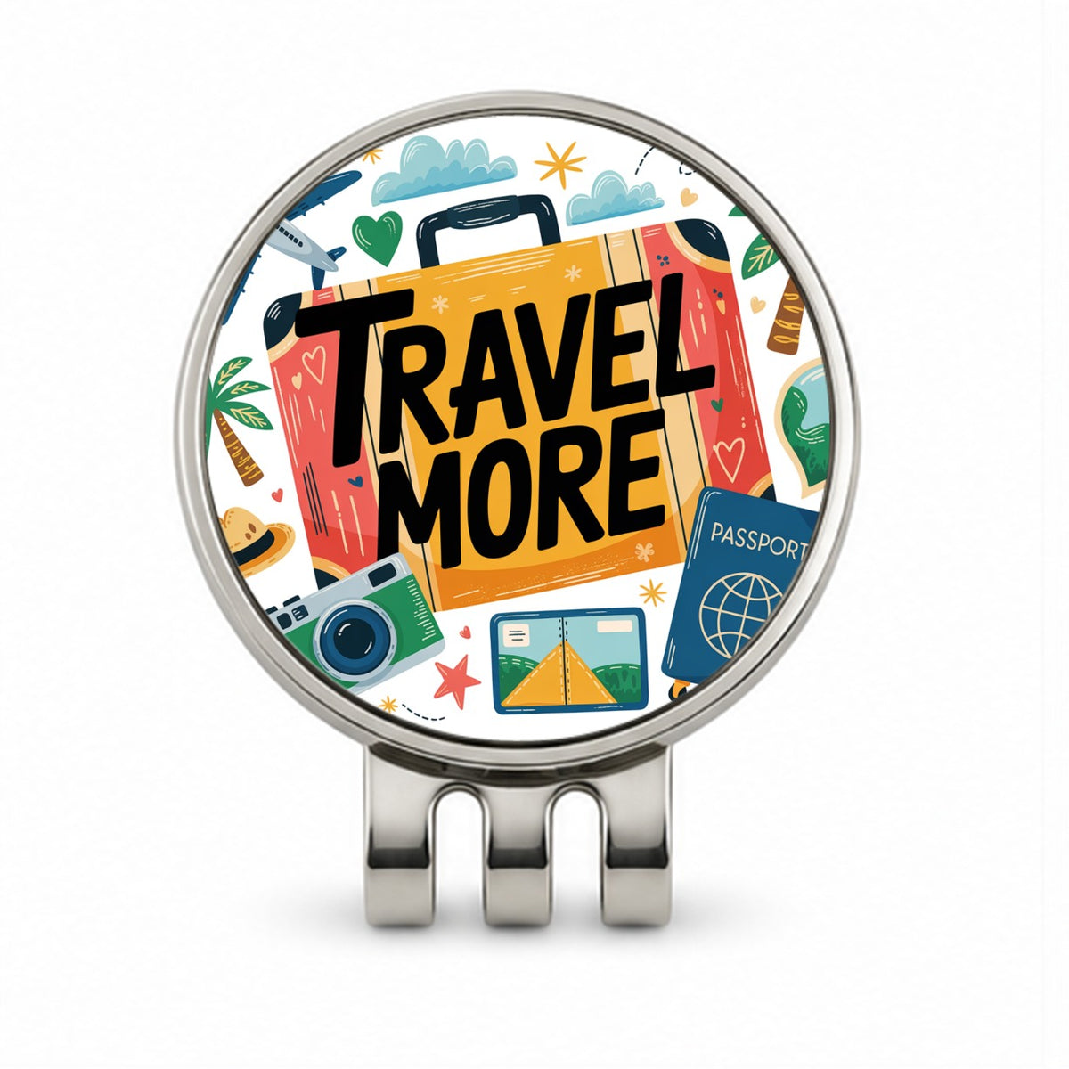 Travel More Colorful Suitcase Golf Hat Clip with Ball Marker