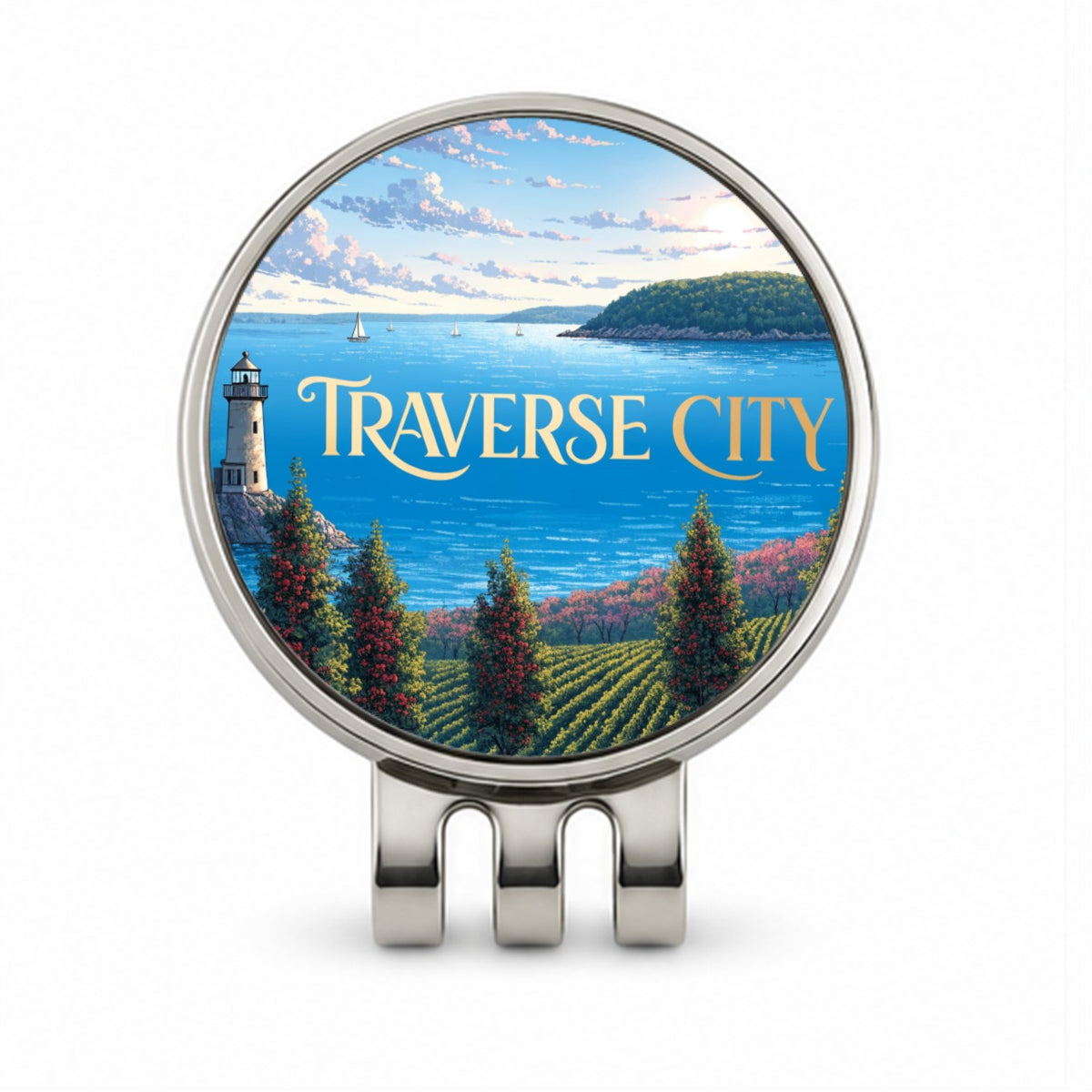 Traverse City Michigan Travel Golf Hat Clip with Ball Marker