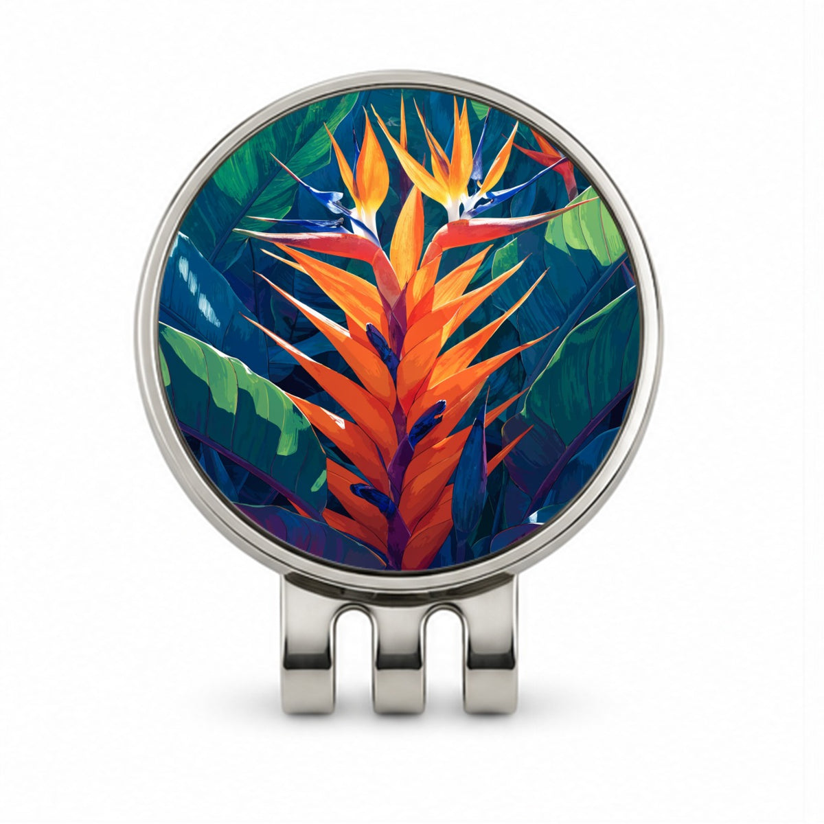 Tropical Bird Paradise Flowers Golf Hat Clip with Ball Marker