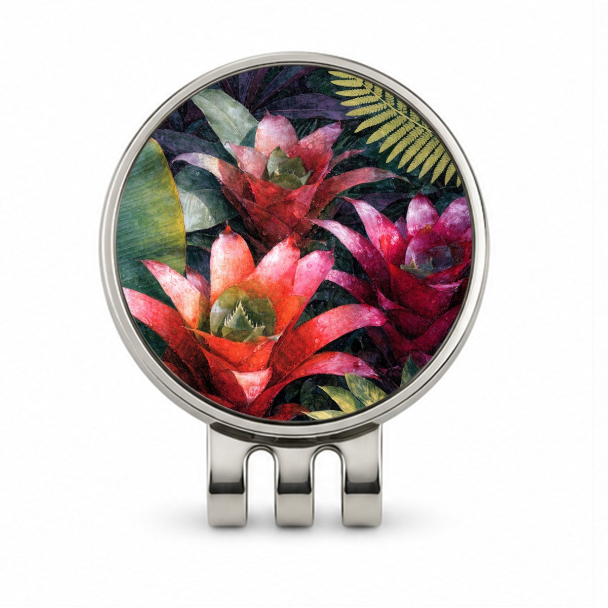 Tropical Bromeliad Garden Golf Hat Clip with Ball Marker