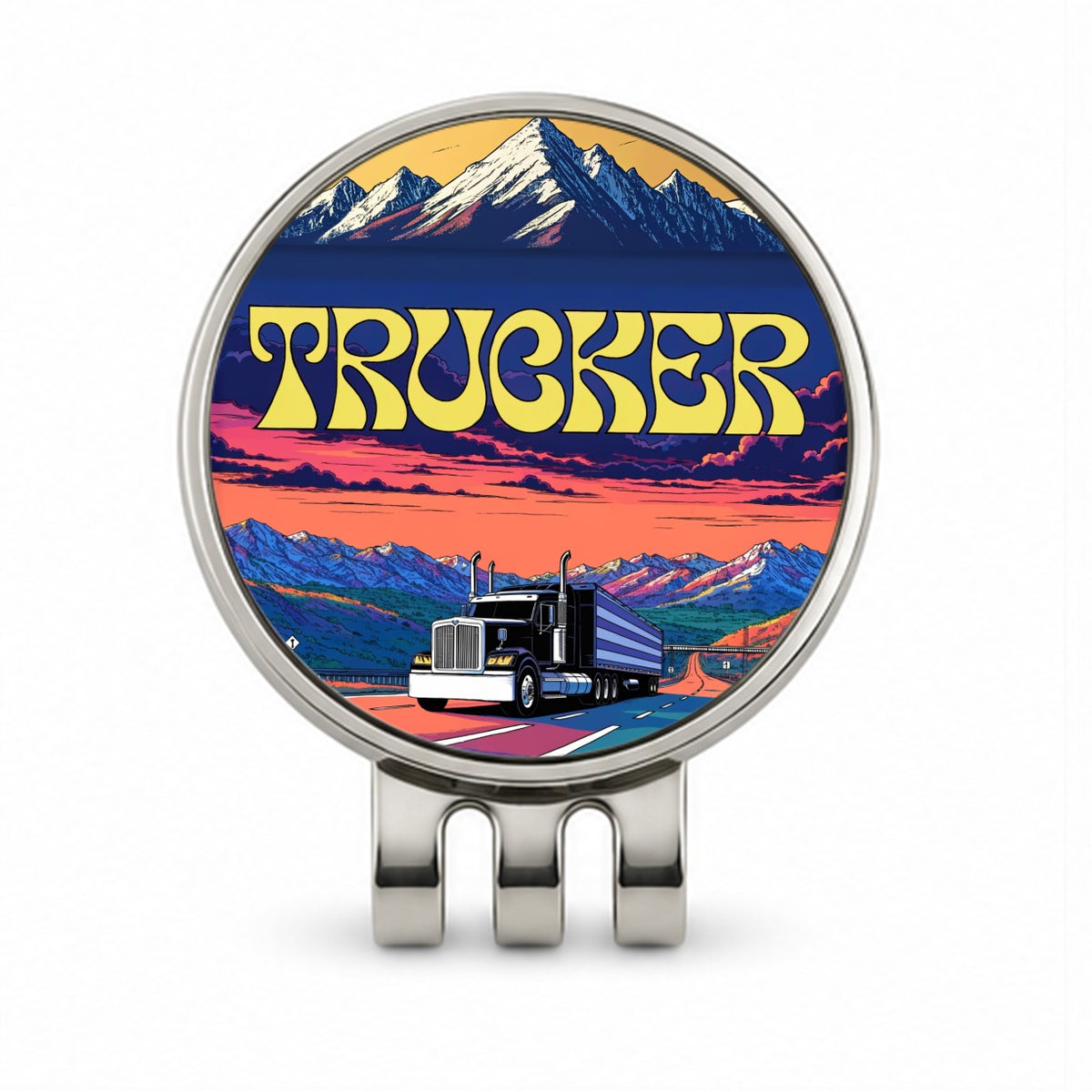 Trucker Semi Truck Driver Golf Hat Clip with Ball Marker