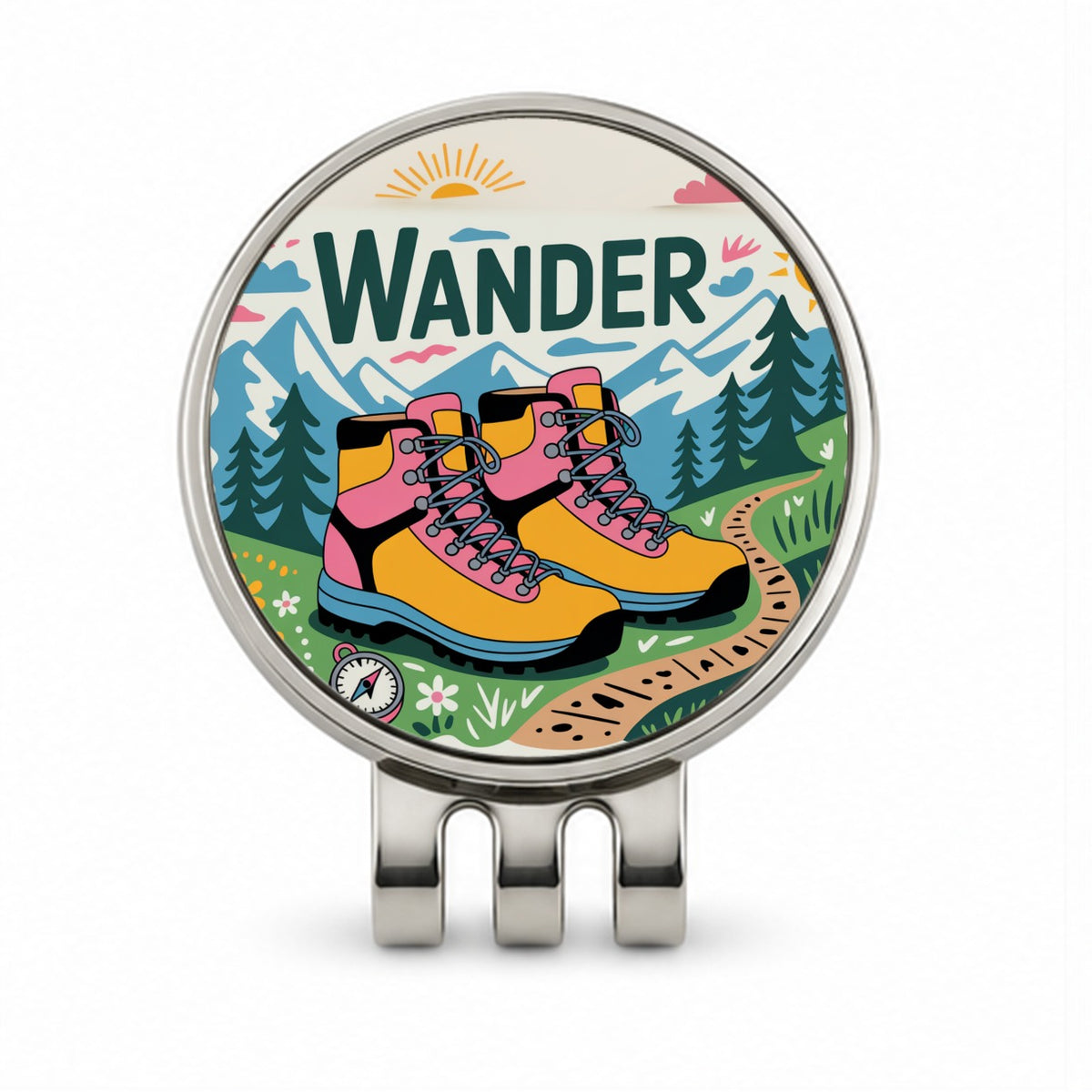 Wander Hiking Boots Hiker Golf Hat Clip with Ball Marker