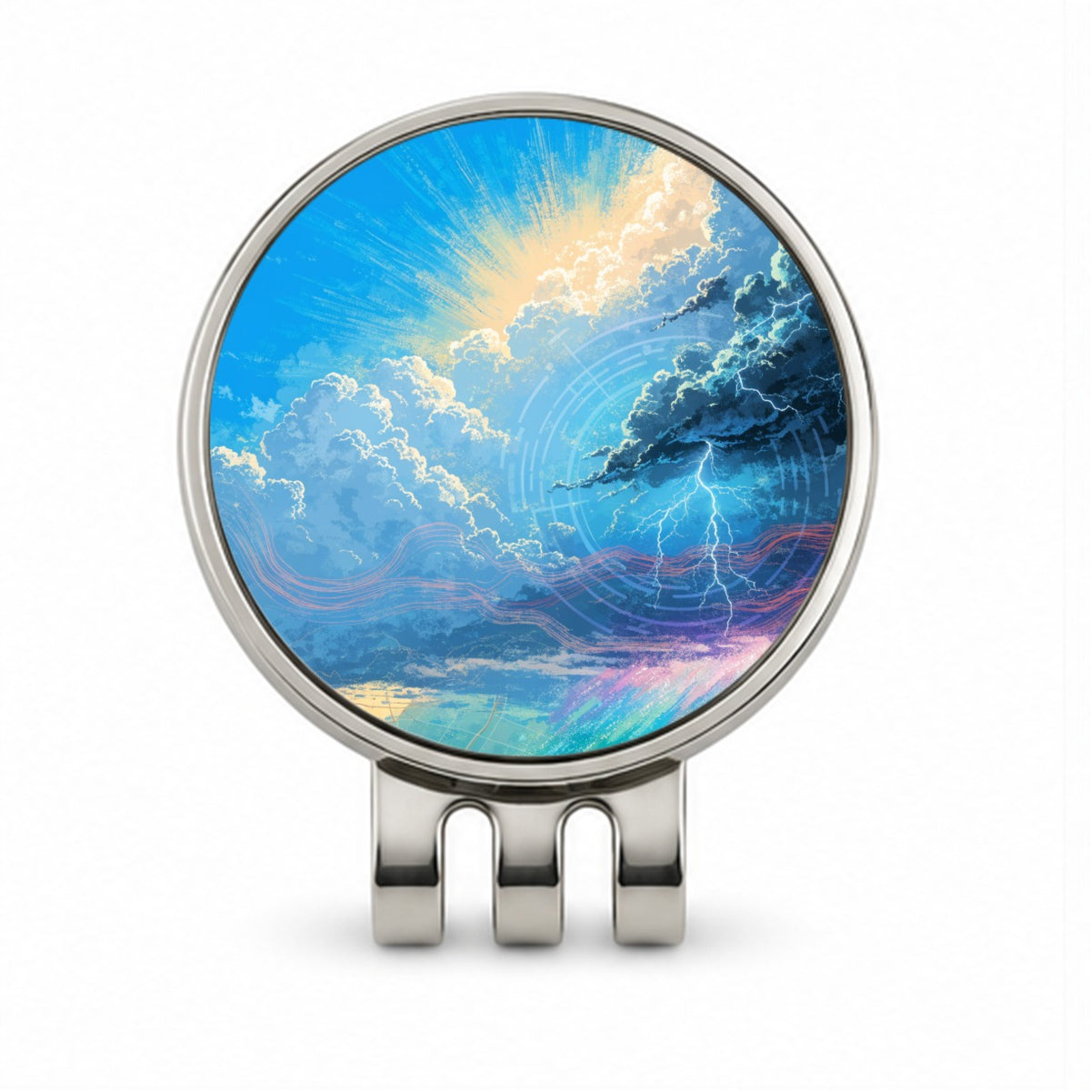 Weather Stormy Sky Lightning Golf Hat Clip with Ball Marker