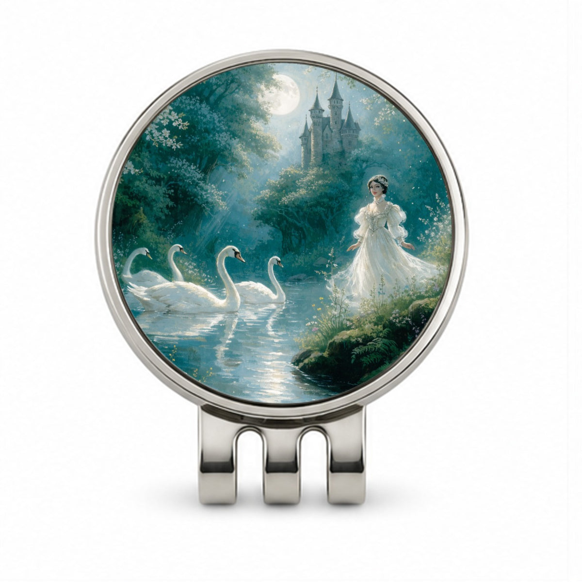 Wild Swans Fairy Tale Golf Hat Clip with Ball Marker