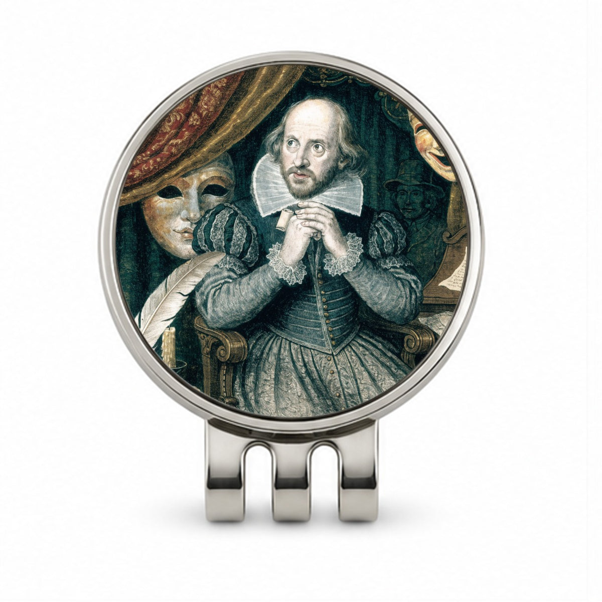 William Shakespeare Playwright Golf Hat Clip with Ball Marker