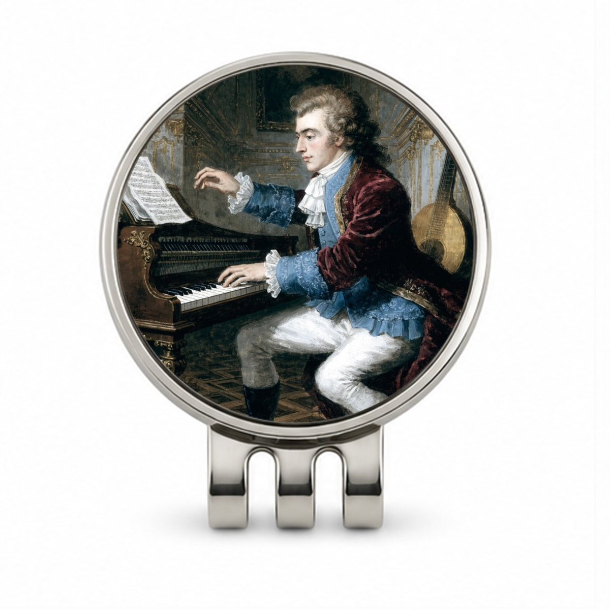 Wolfgang Mozart Composer Golf Hat Clip with Ball Marker