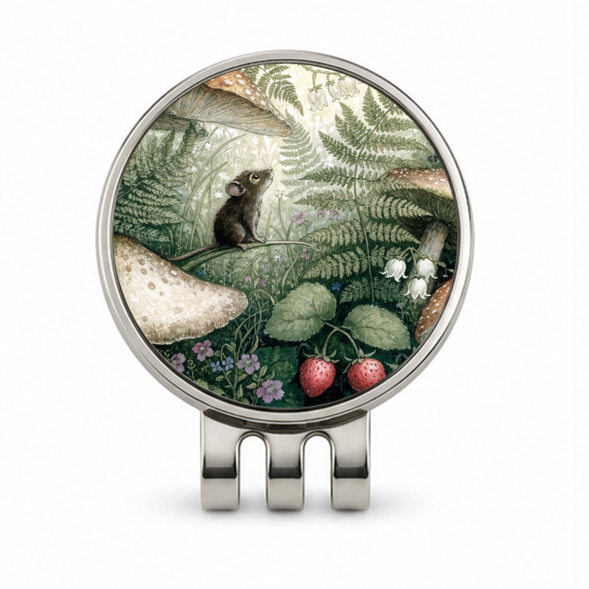 Woodland Mouse Mushroom Garden Golf Hat Clip with Ball Marker