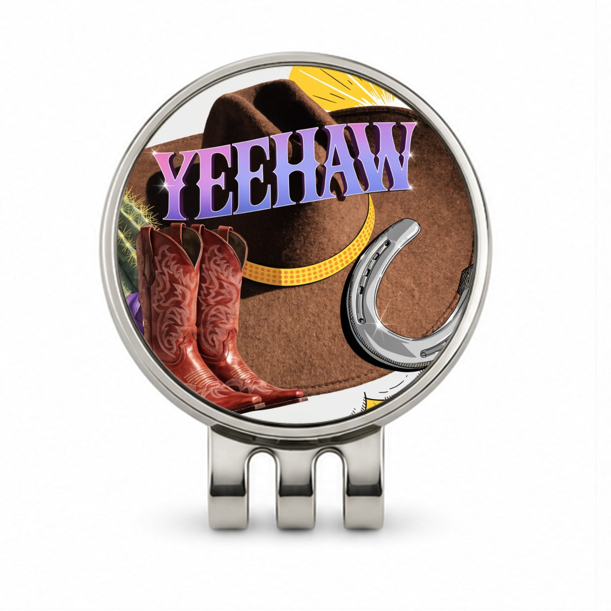 Yeehaw Cowboy Hat Boots Funny Golf Hat Clip with Ball Marker