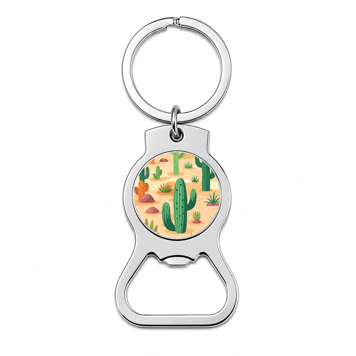 Cactus Cacti Desert Scattered Pattern Bottle Opener Keychain
