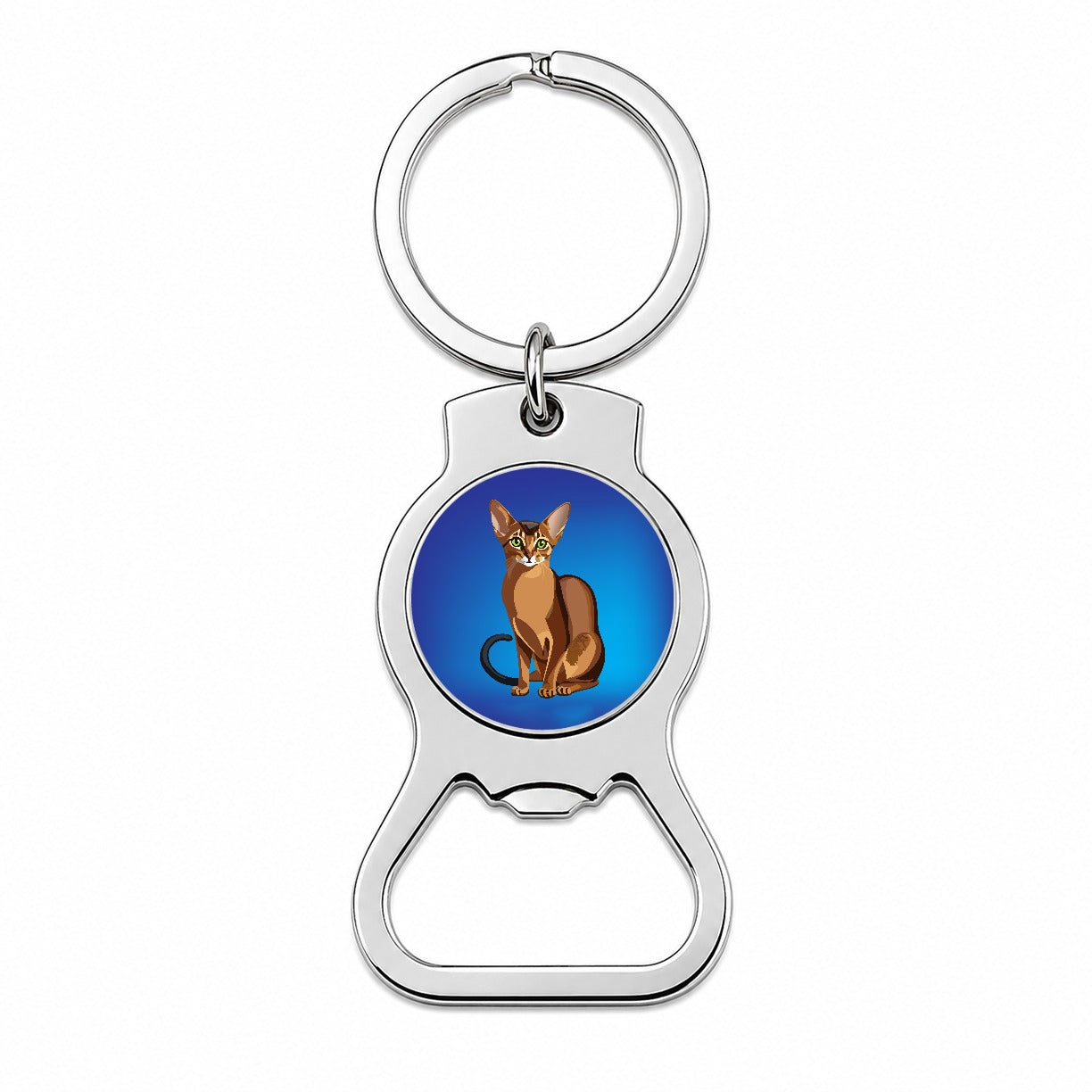 Abyssinian Cat Sitting Bottle Opener Keychain