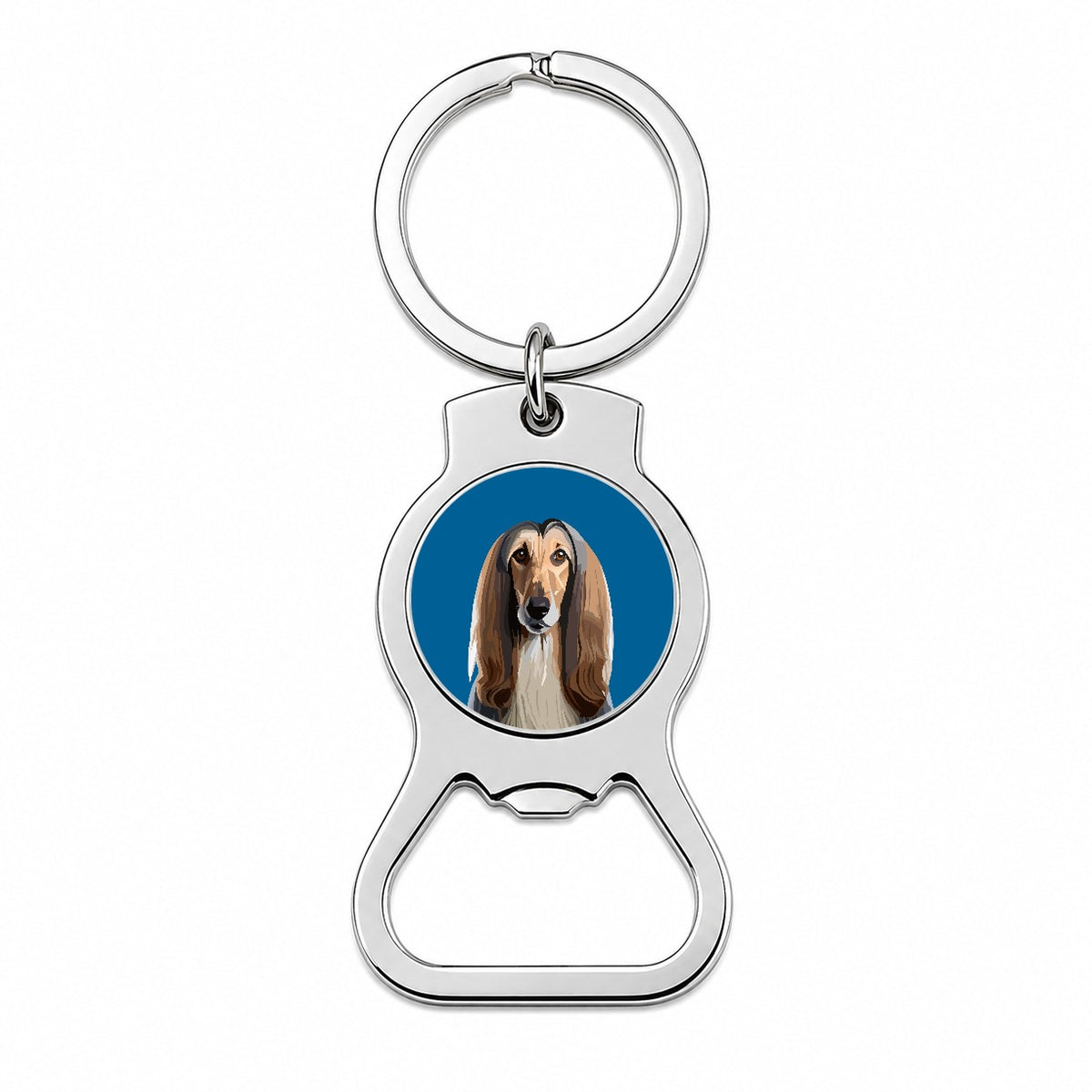 Afghan Hound Dog Staring Bottle Opener Keychain