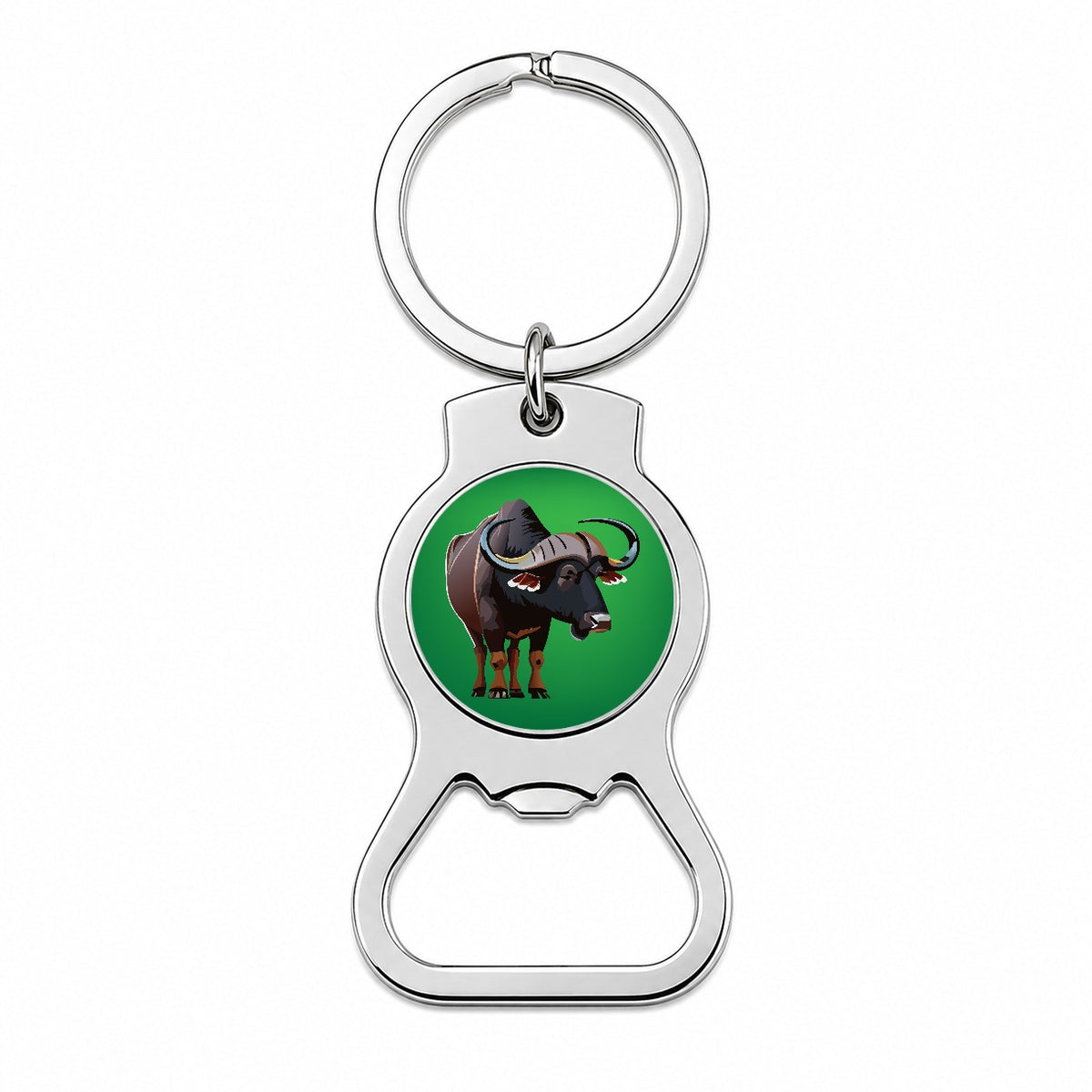 African Buffalo Standing Bottle Opener Keychain