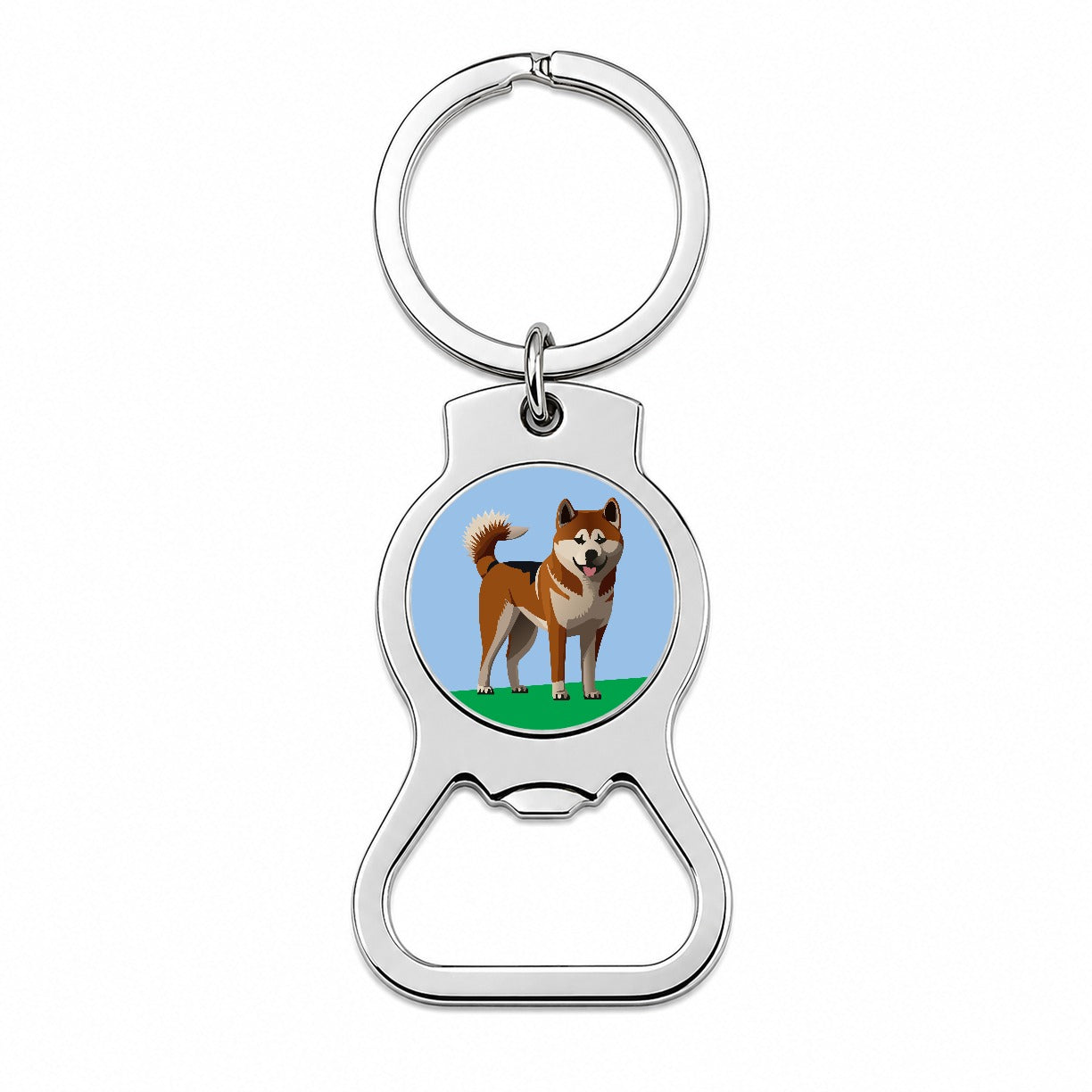 Akita Dog Standing Bottle Opener Keychain