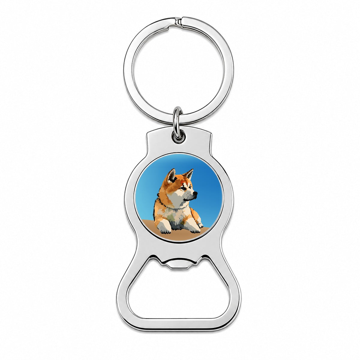 Akita Dog Watercolor Bottle Opener Keychain