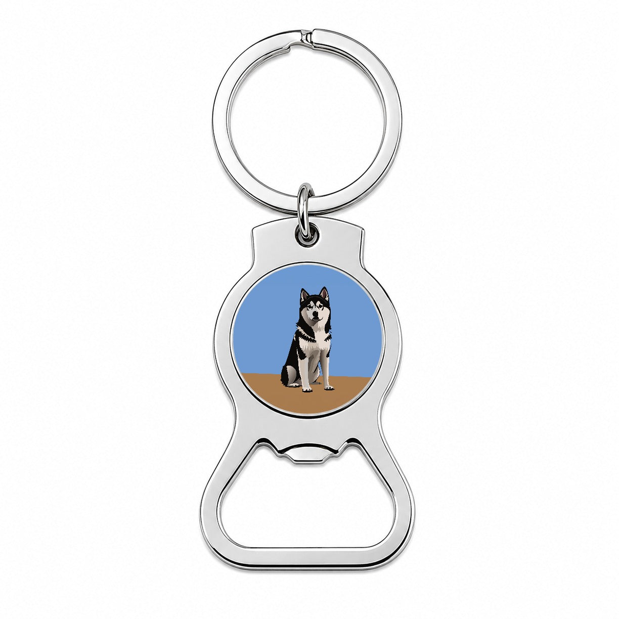 Alaskan Klee Kai Dog Sitting Bottle Opener Keychain