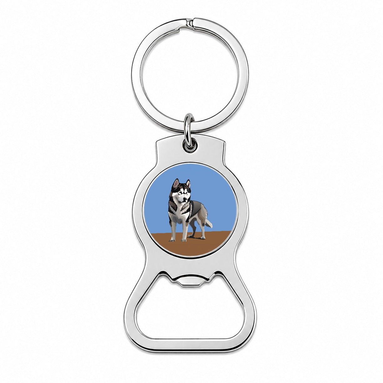 Alaskan Malamute Dog Standing Bottle Opener Keychain