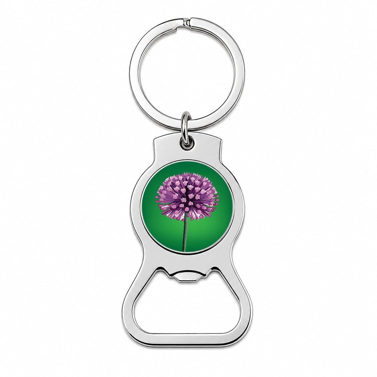 Allium Flower Purple Watercolor Bottle Opener Keychain