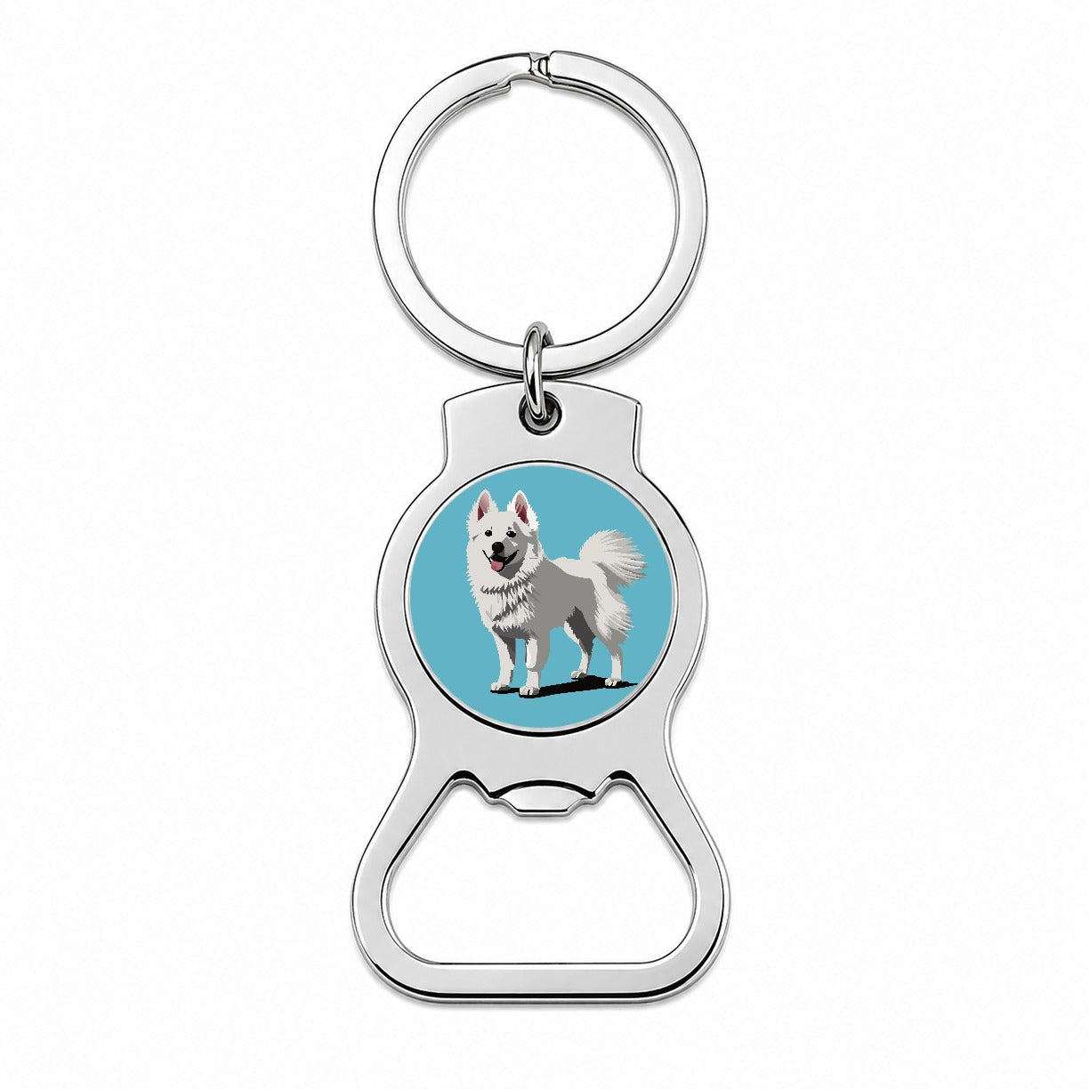 American Eskimo Dog Standing Bottle Opener Keychain