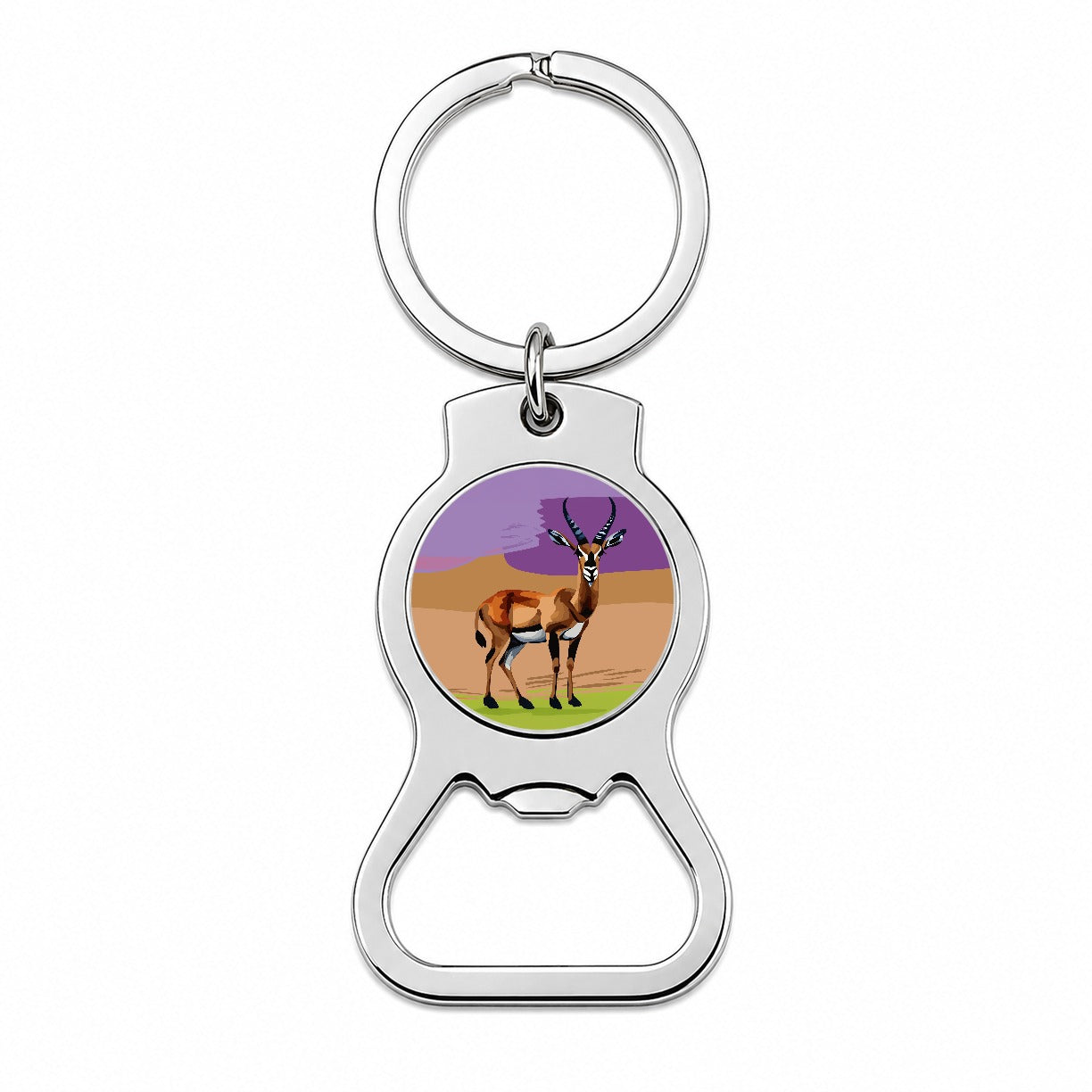 Antelope Buck Watercolor Bottle Opener Keychain