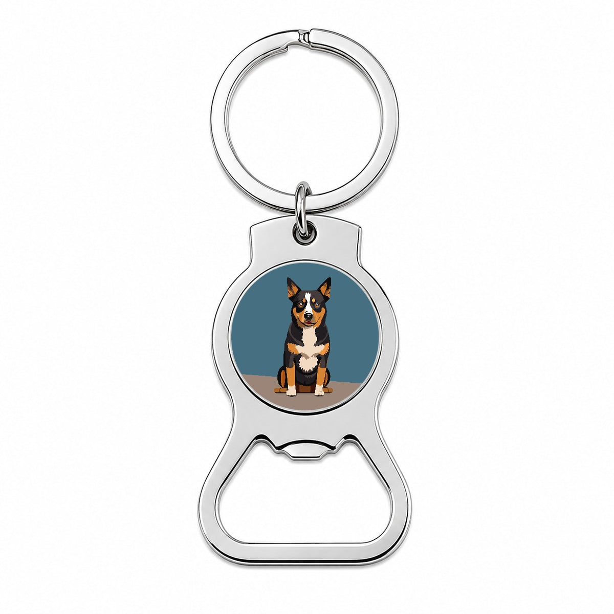 Australian Cattle Dog Sitting Bottle Opener Keychain