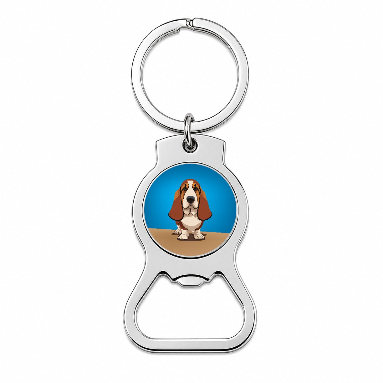 Basset Hound Staring Bottle Opener Keychain