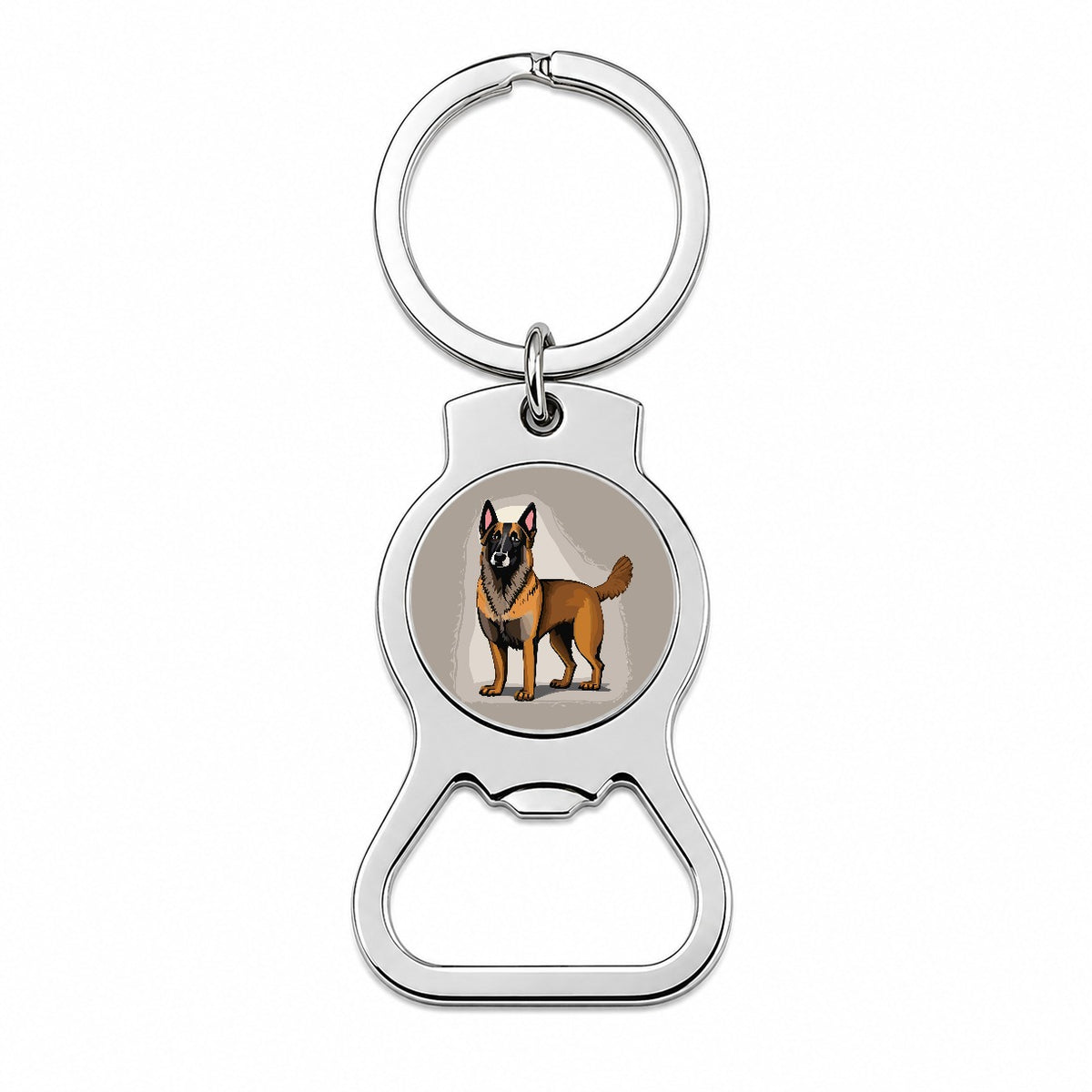 Belgian Shepherd Dog Standing Bottle Opener Keychain