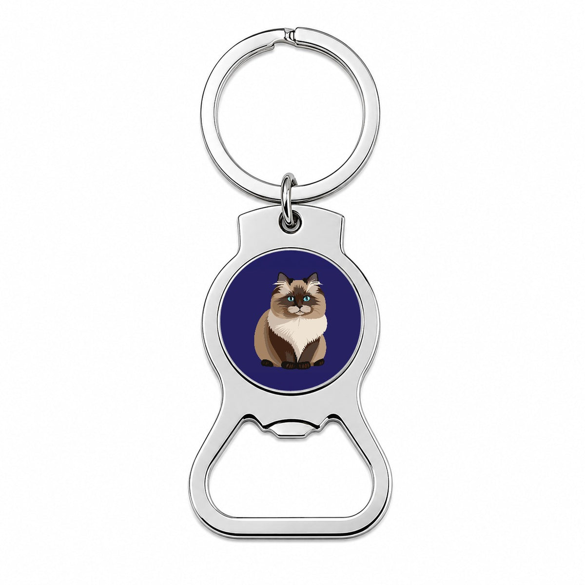 Birman Cat Sitting Bottle Opener Keychain