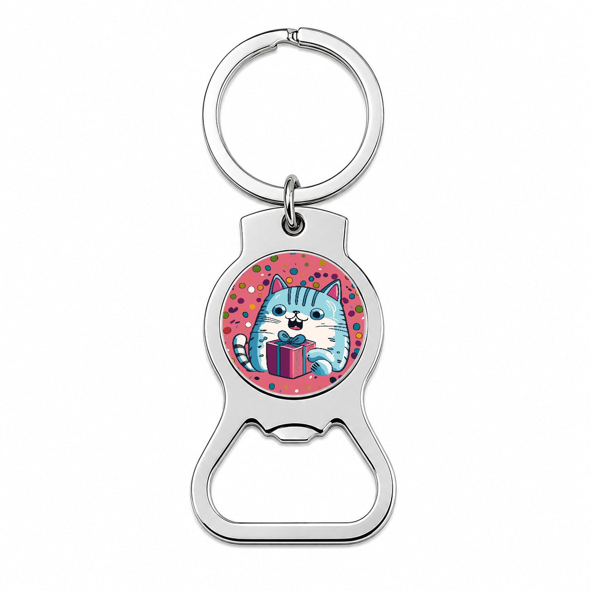 Birthday Cat Blue Funny Bottle Opener Keychain