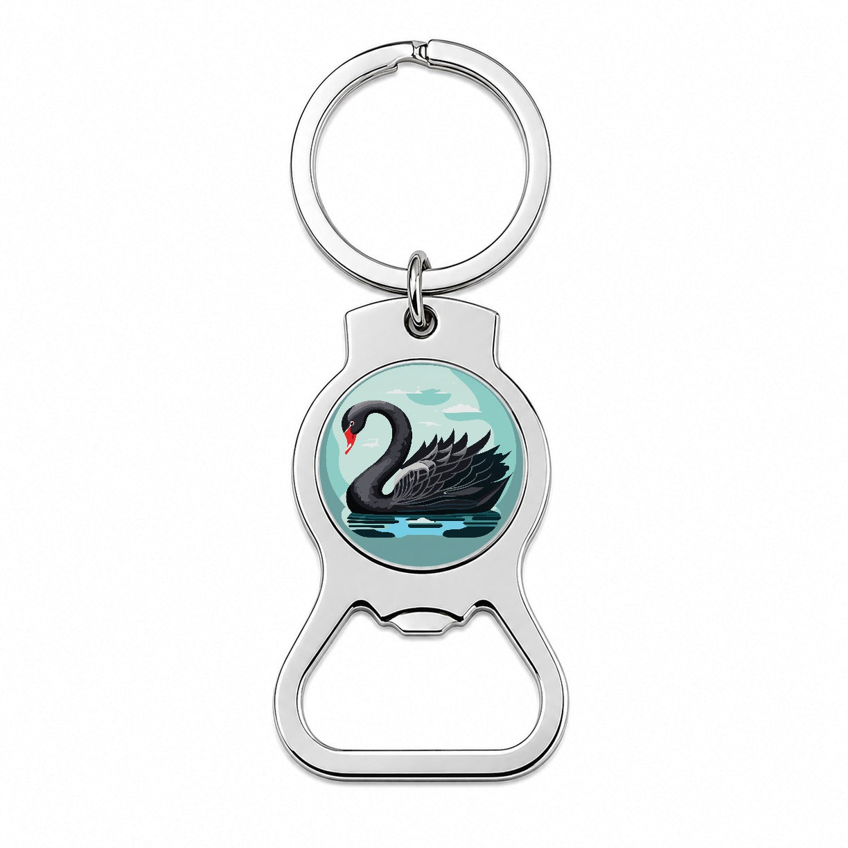 Black Swan Swimming Bottle Opener Keychain
