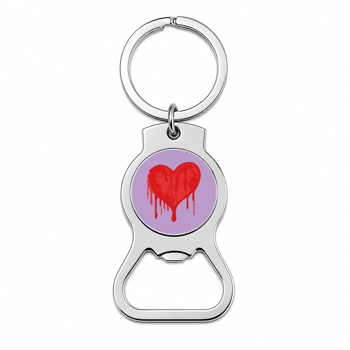 Bleeding Heart Red Bottle Opener Keychain