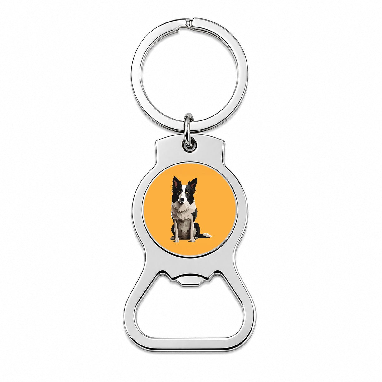 Border Collie Sitting Bottle Opener Keychain