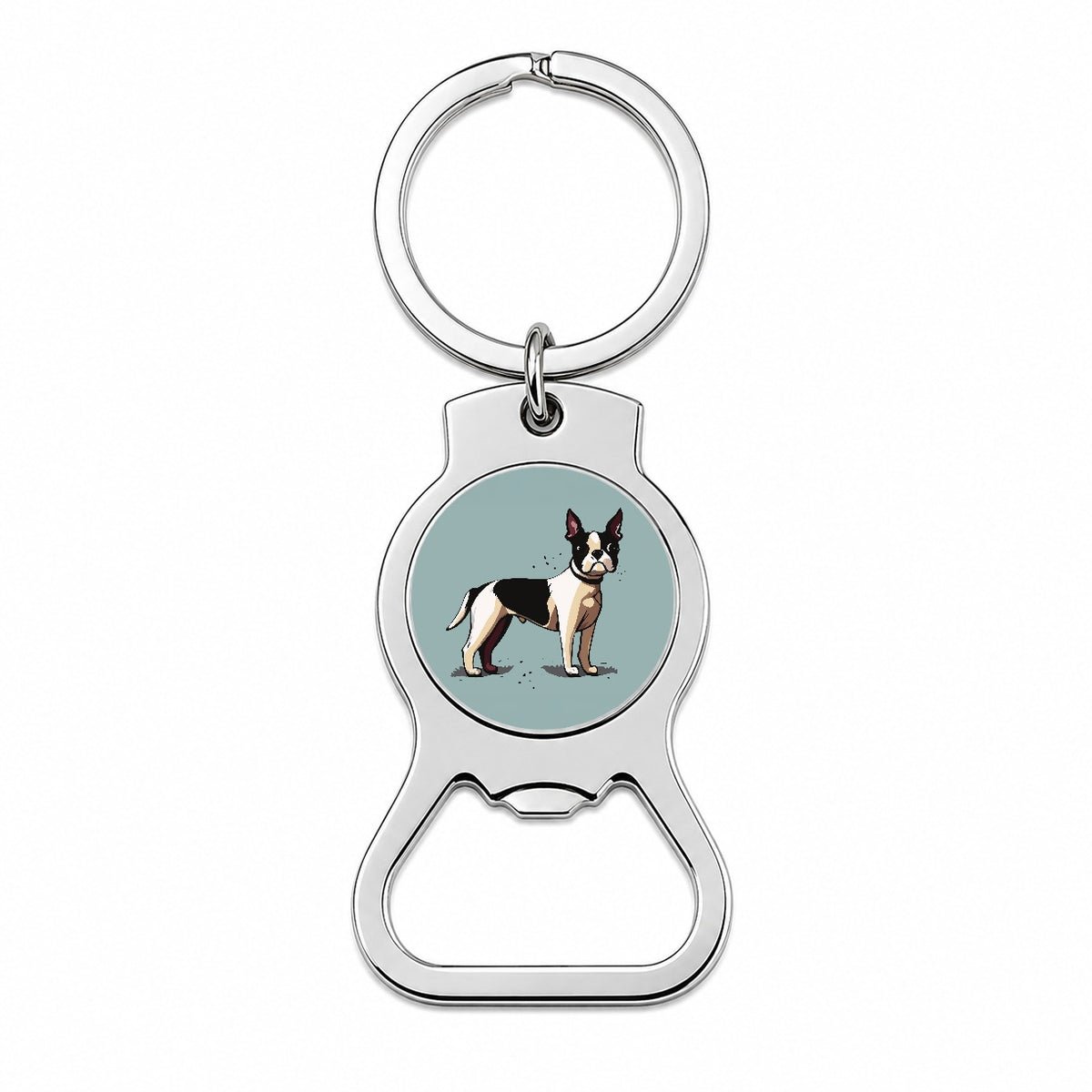Boston Terrier Dog Standing Bottle Opener Keychain