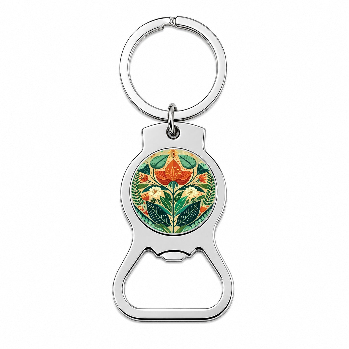 Botanical Floral Art Nouveau Design Bottle Opener Keychain