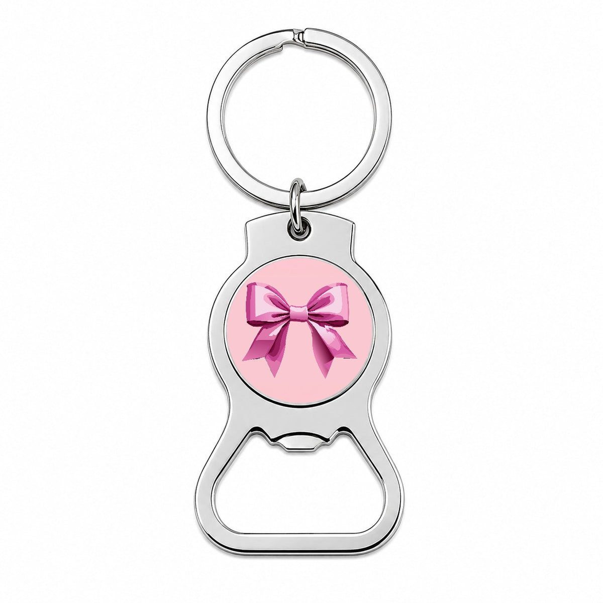 Bow Cheerleading Coquette Pink Bottle Opener Keychain