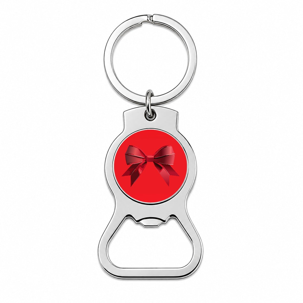 Bow Cheerleading Coquette Red Bottle Opener Keychain