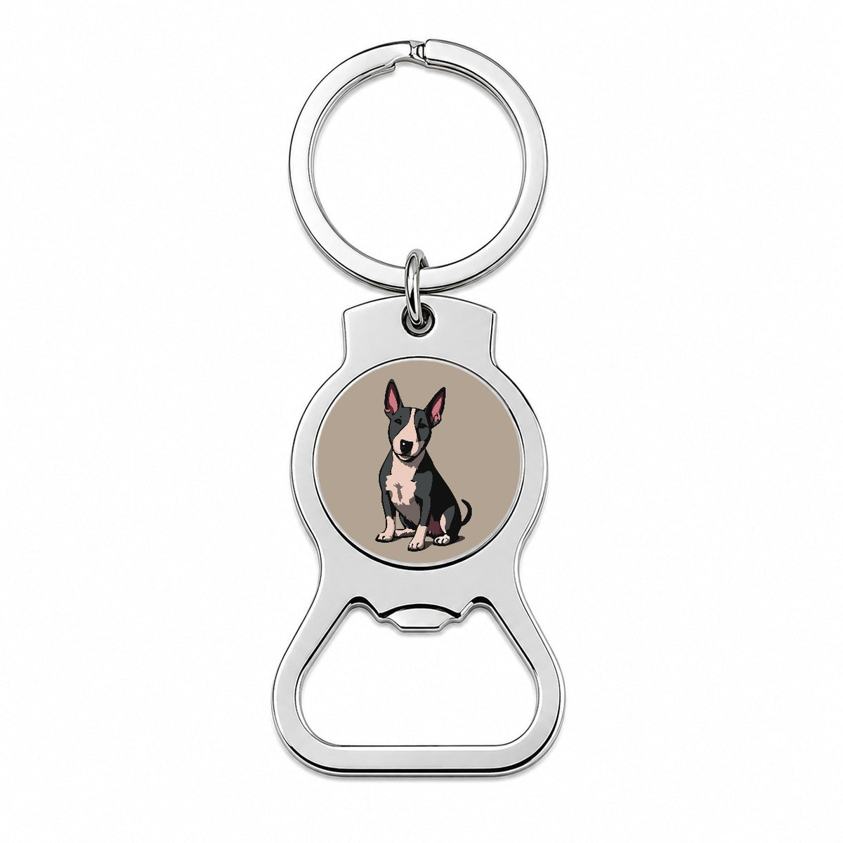 Bull Terrier Dog Sitting Bottle Opener Keychain