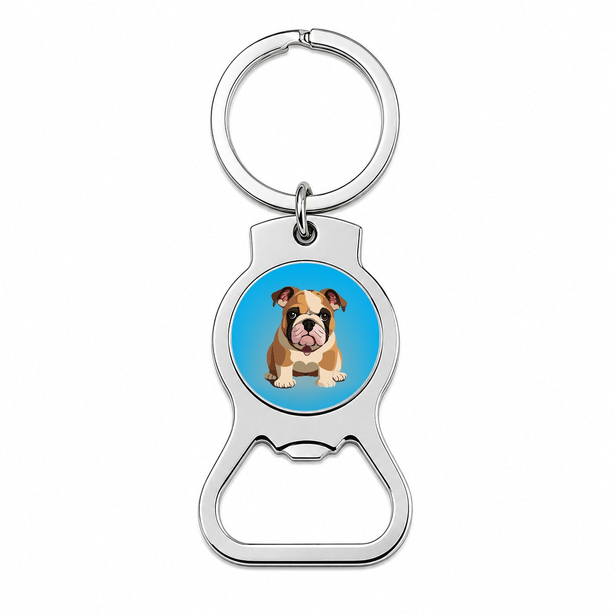 Bulldog Cute Dog Sitting Bottle Opener Keychain