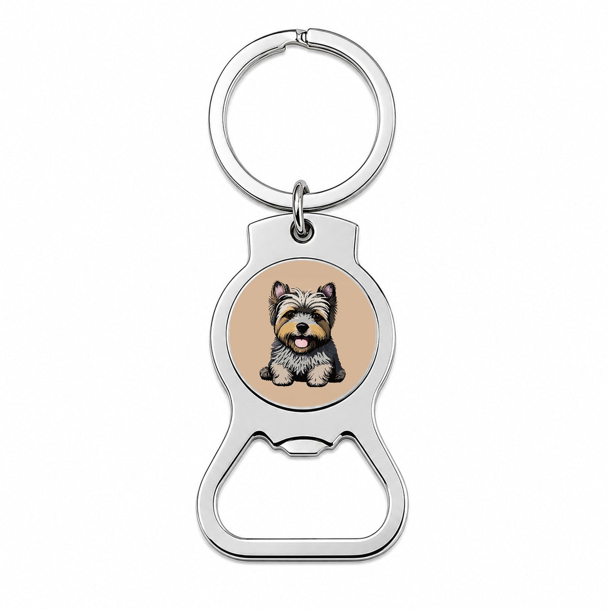 Cairn Terrier Dog Sitting Bottle Opener Keychain
