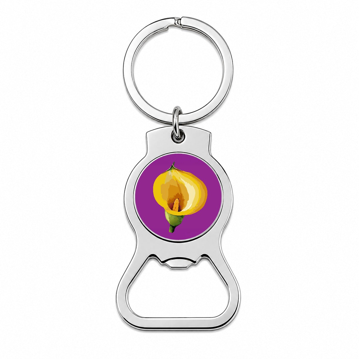 Calla Lily Flower Yellow Bottle Opener Keychain