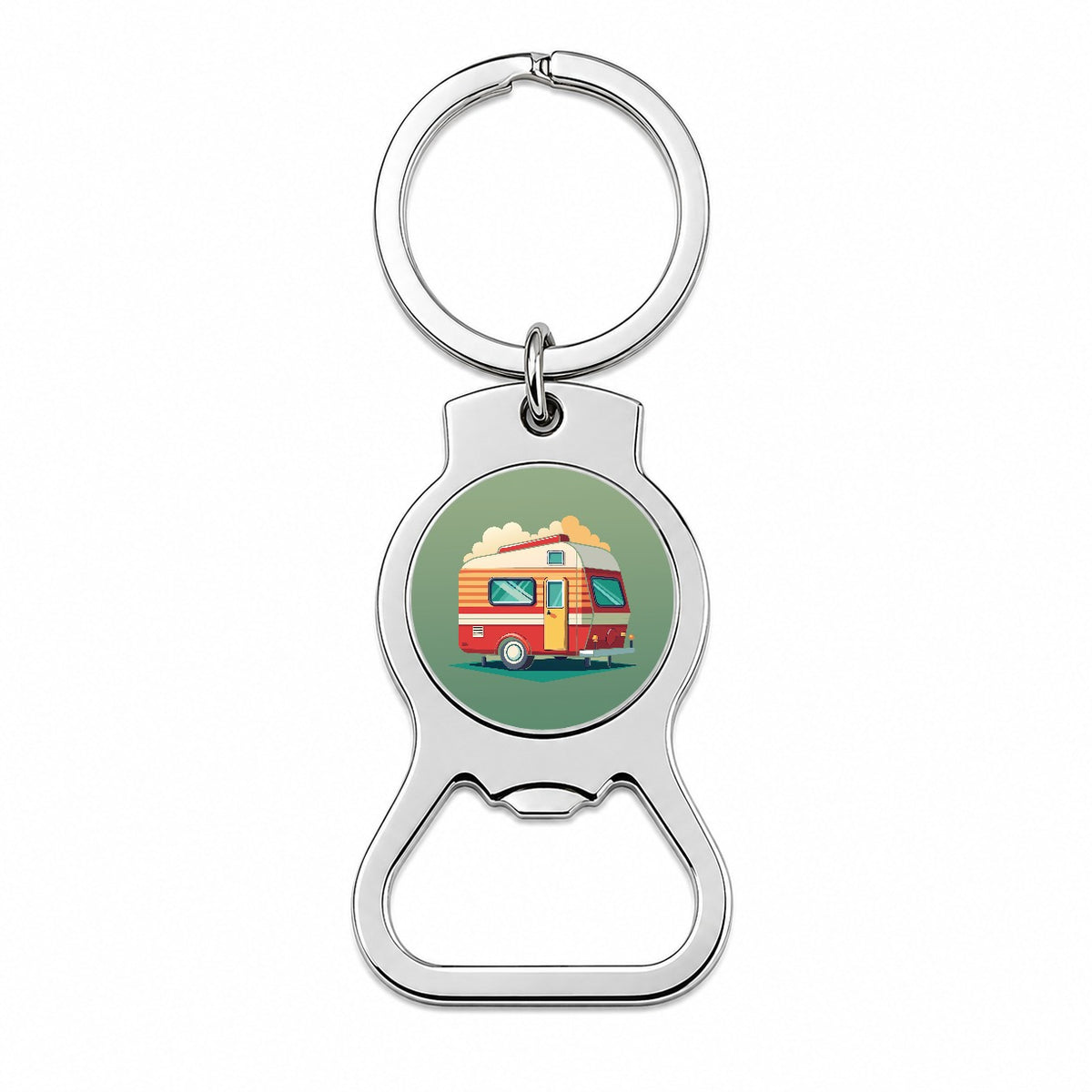 Camper RV Trailer Retro Bottle Opener Keychain