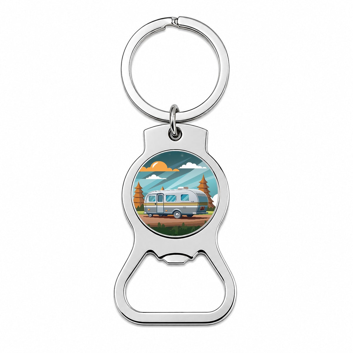 Camper RV Trailer Traveling Road Trip Bottle Opener Keychain