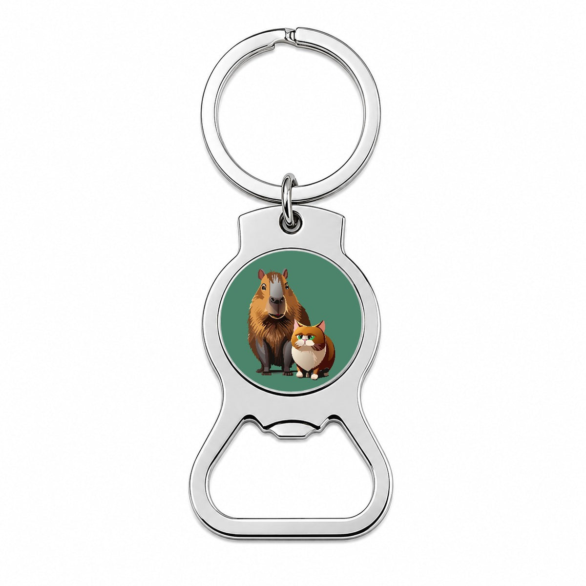 Capybara and Cat Best Friends BFF Cute Bottle Opener Keychain