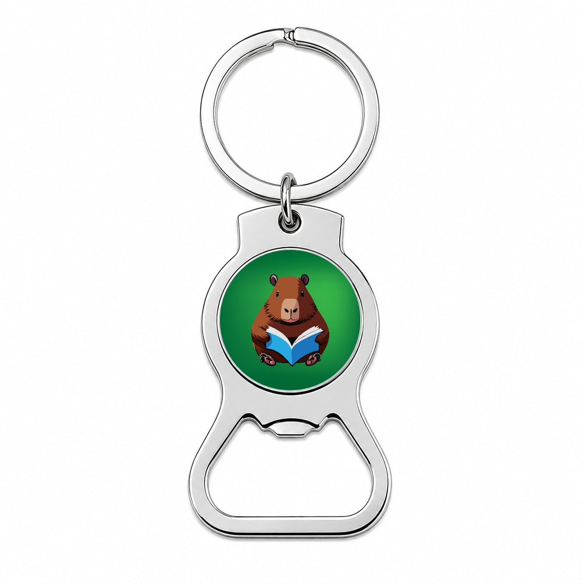 Capybara Reading Book Reader Bottle Opener Keychain