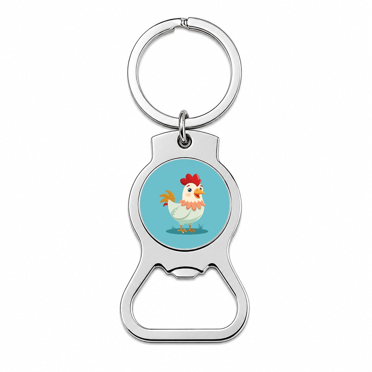 Chicken Rooster Happy Bottle Opener Keychain