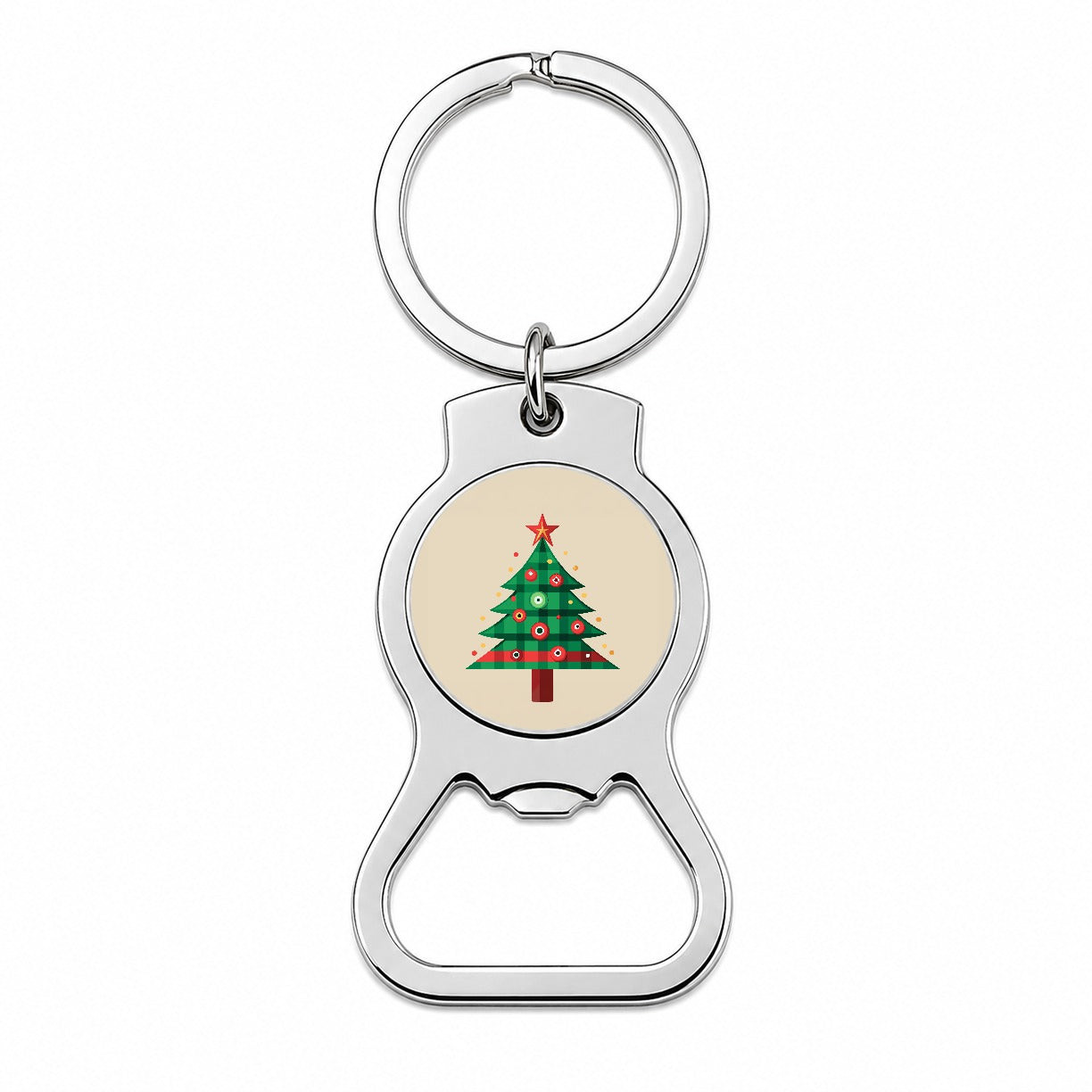 Christmas Tree Plaid Bottle Opener Keychain
