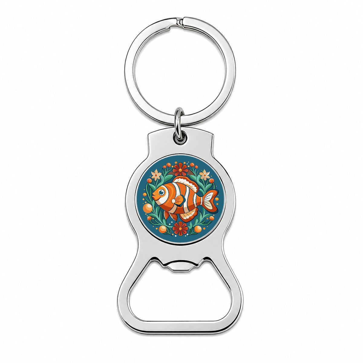 Clownfish Floral Flowers Bottle Opener Keychain