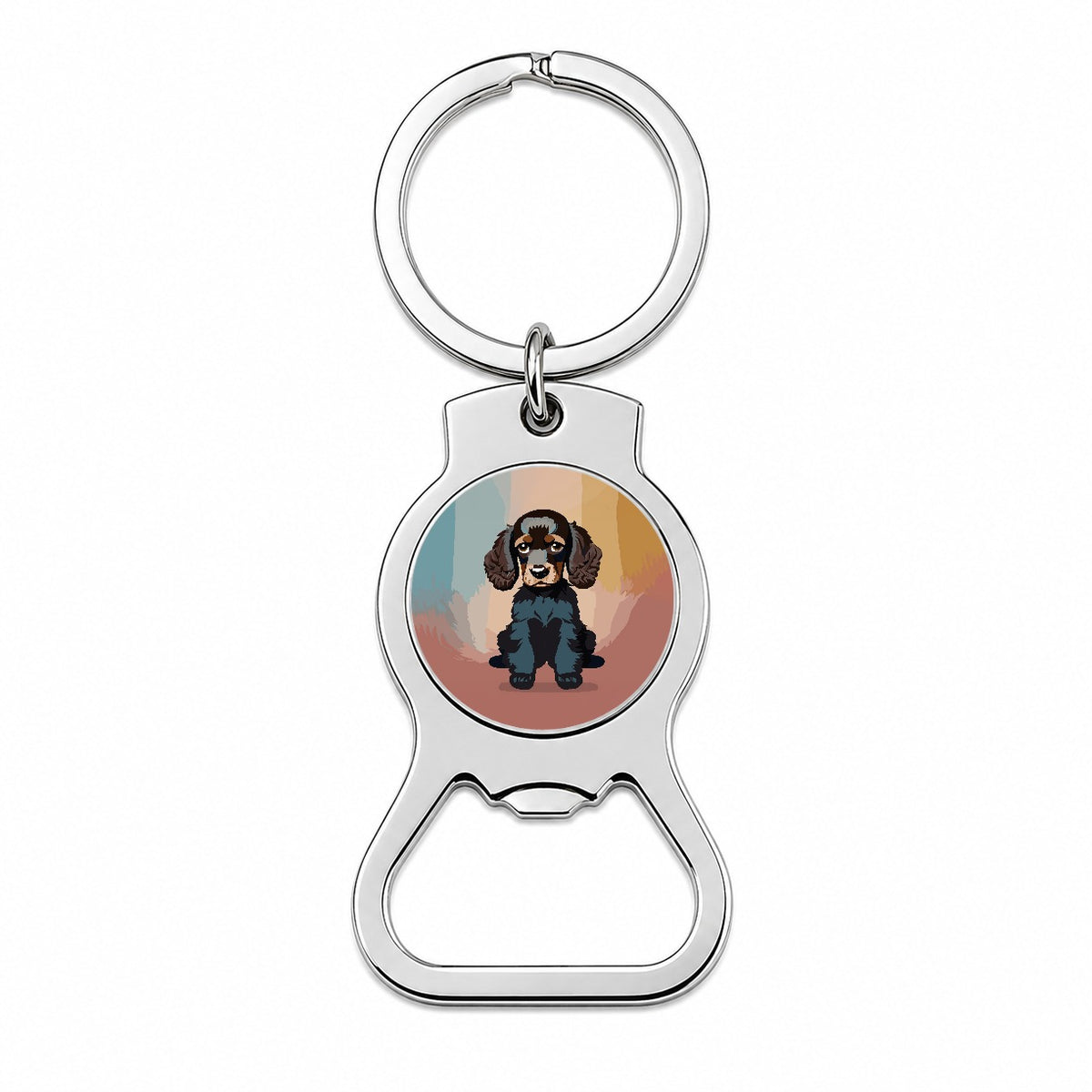 Cocker Spaniel Dark Sitting Bottle Opener Keychain