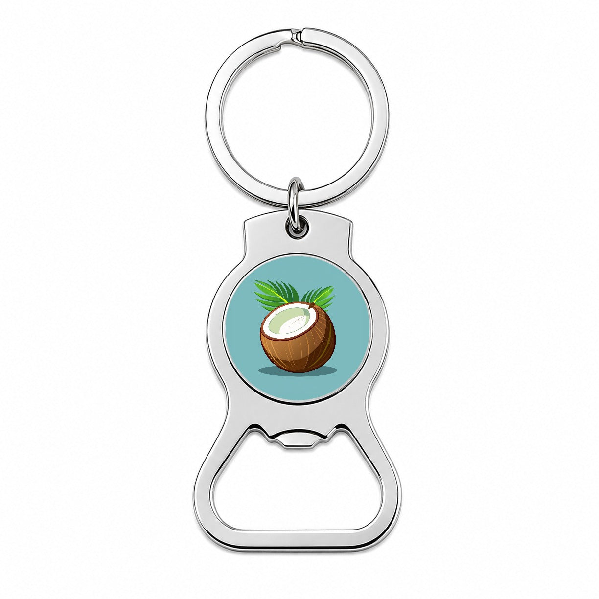 Coconut with Leaves Tropical Fruit Bottle Opener Keychain