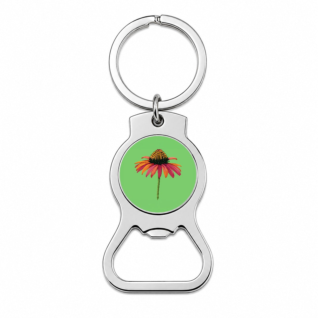Coneflower Flower Watercolor Bottle Opener Keychain